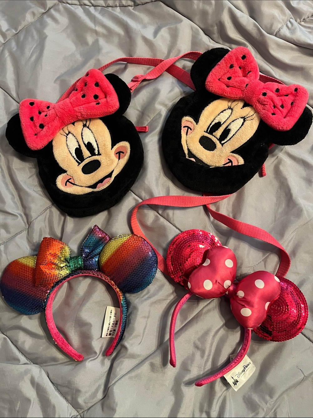 Disney Minnie Plush Crossbody Bags & Rainbow + Pink Sequin Ears
